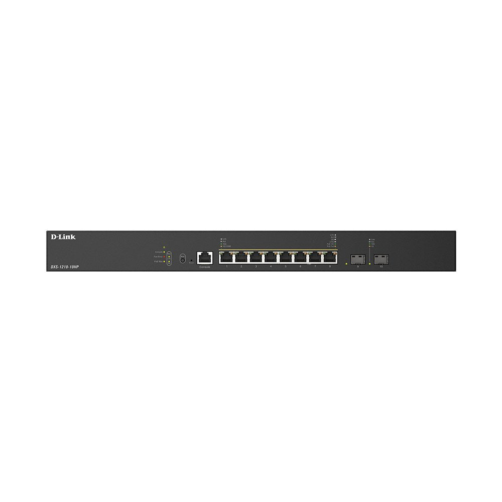 DXS-1210-10MP - D-Link 10-Port 10GB Multi-Gig Smart Managed PoE++ Switch 8 10GBASE-T (370W) 2 SFP+ Ports