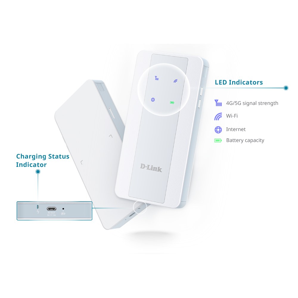 F518 - D-Link 5G NR AX1800 Wi-Fi 6 Mobile Hotspot with 8000mAh Battery