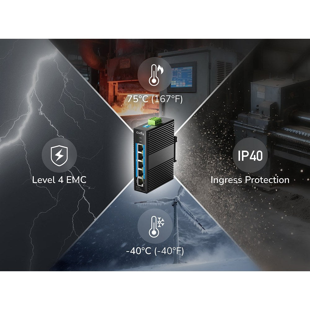 IG1005P - Cudy 5-Port Gigabit Industrial PoE+ Switch
