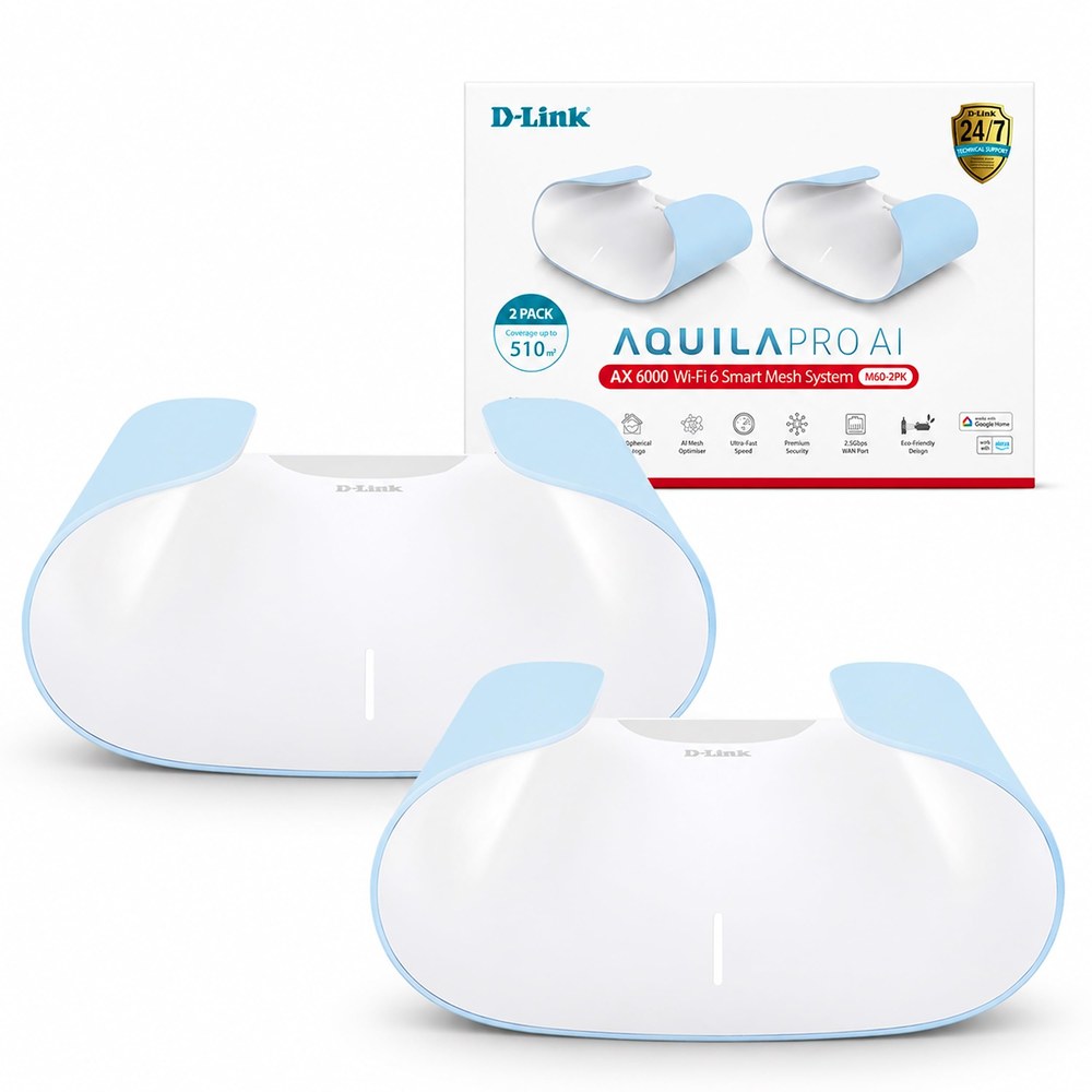 M60-2PK - D-Link AQUILA PRO AI AX6000 Wi-Fi 6 Smart Mesh System (2-Pack)