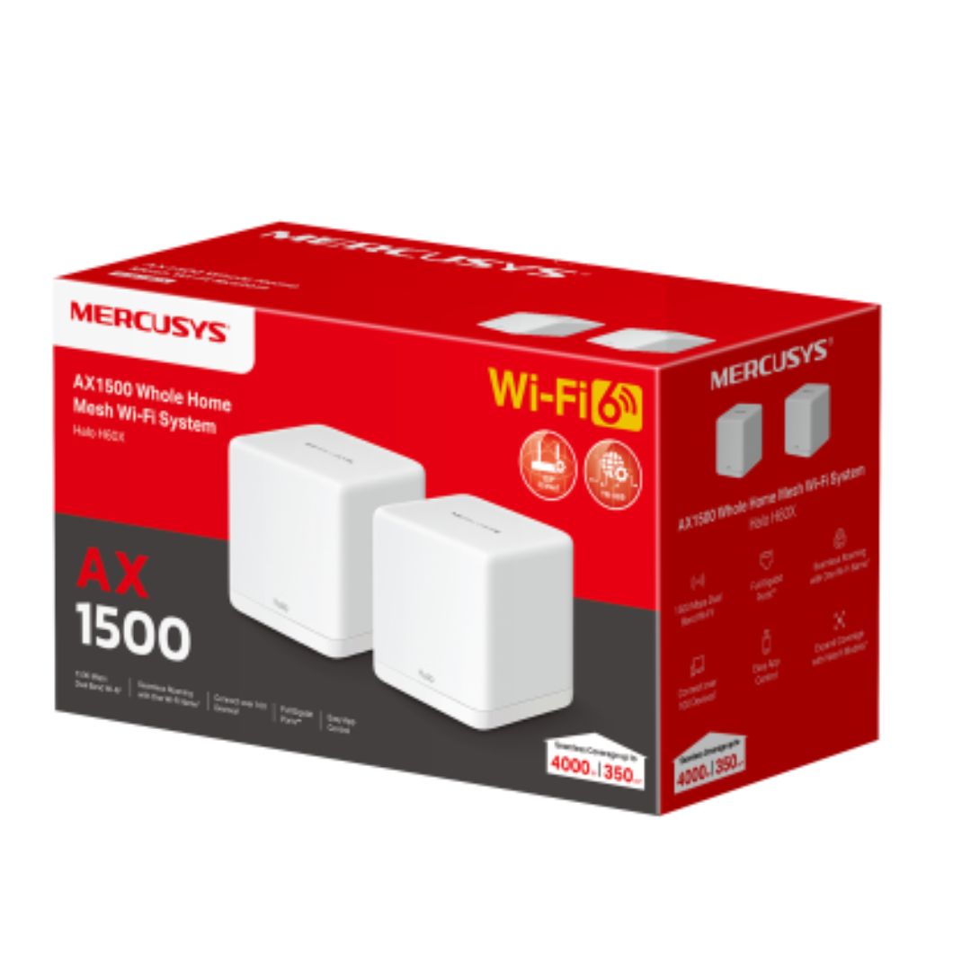 Mercusys Halo H60X(2-pack) AX1500 Whole Home Mesh Wi-Fi 6 System, 300 Mbps at 2.4 GHz + 1201 Mbps at 5 GHz, QoS, IPTV, IPv6, MU-MIMO, Beamforming, Sma By TP-LINK - Buy Now - AU $116.65 At The Tech Geeks Australia