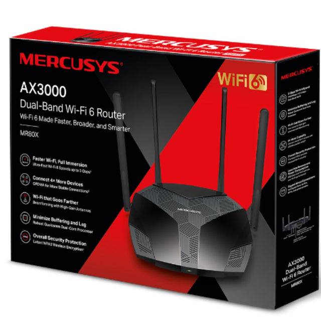 Mercusys MR80X AX3000 Dual-Band Wi-Fi 6 Router, Up to 3 Gbps ,MU-MIMO, OFDMA,WPA3 By TP-LINK - Buy Now - AU $71.37 At The Tech Geeks Australia