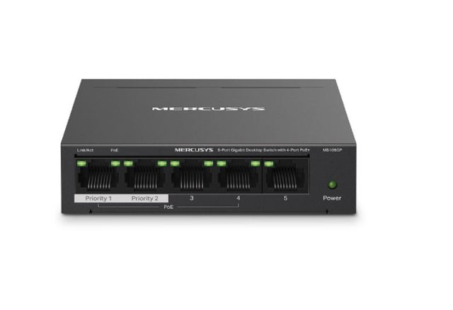 Mercusys MS105GP 5-Port Gigabit Desktop Switch with 4-Port PoE+, 10/100/1000 Mbps RJ45 ports, Up to 250 m By TP-LINK - Buy Now - AU $44.34 At The Tech Geeks Australia