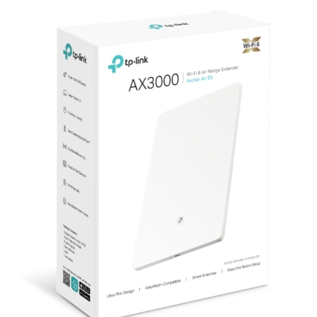 TP-Link Archer Air E5 AX3000 Dual-Band Wi-Fi 6 Air Range Extender, 574 Mbps at 2.4 GHz + 2402 Mbps at 5 GHz , 8mm Ultra-thin Shell, Multiple Installat By TP-LINK - Buy Now - AU $146.25 At The Tech Geeks Australia