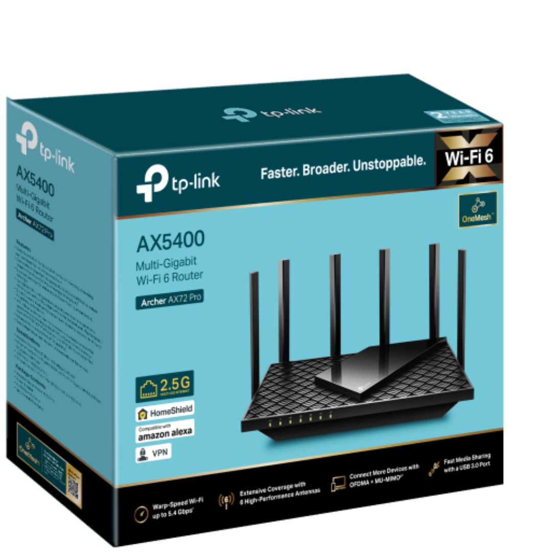 TP-Link Archer AX72 Pro AX5400 Multi-Gigabit WiFi 6 Router, 574 Mbps at 2.4 GHz + 4804 Mbps at 5 GHz, Beamforming, Smart Connect, Airtime Fairness By TP-LINK - Buy Now - AU $247.46 At The Tech Geeks Australia