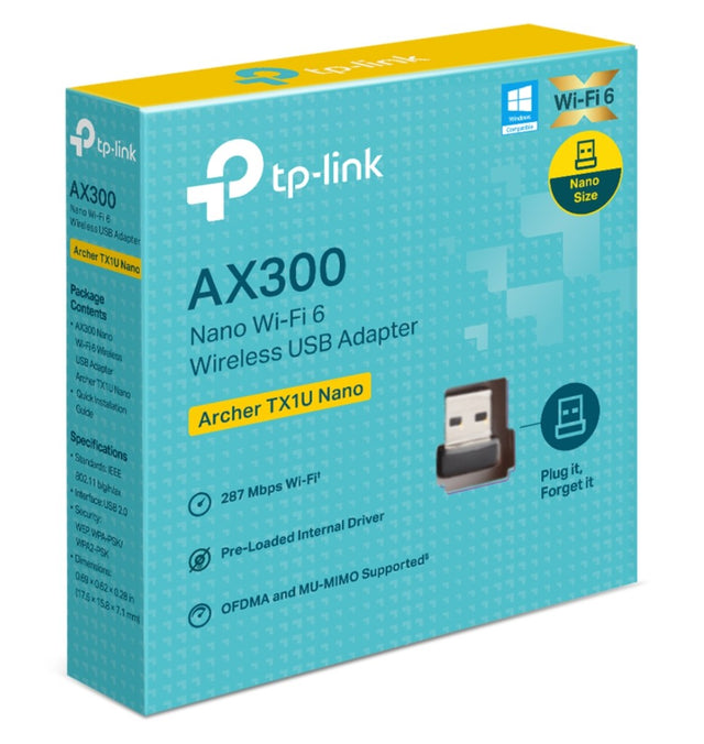 TP-Link Archer TX1U Nano AX300 Nano Wi-Fi 6 Wireless USB Adapter , 287 Mbps at 2.4 GHz ,  Internal Antennas, USB 2.0 , MU-MIMO, OFDMA By TP-LINK - Buy Now - AU $13.92 At The Tech Geeks Australia