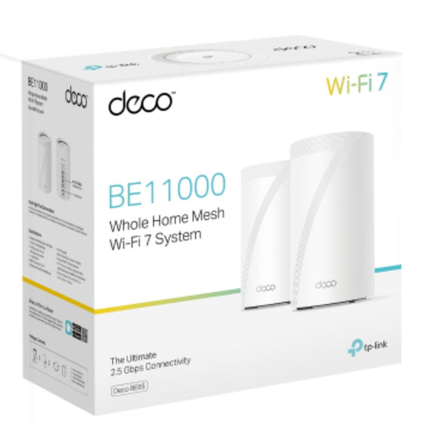 TP-Link Deco BE65(2-pack) BE11000 Whole Home Mesh Wi-Fi 7 System  (WIFI7)  574 Mbps at 2.4 GHz + 4320 Mbps at 5 GHz + 5760 Mbps at 6 GHz By TP-LINK - Buy Now - AU $760.62 At The Tech Geeks Australia