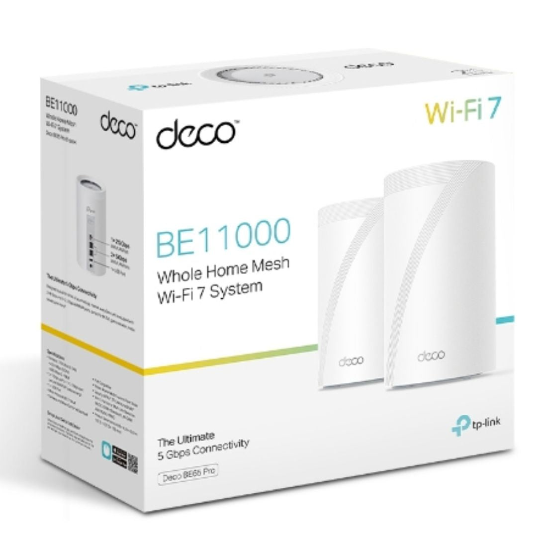 TP-Link Deco BE65 Pro(2-pack) BE11000 Whole Home Mesh WiFi 7 System, 688 Mbps at 2.4 GHz + 4320 Mbps at 5 GHz + 5760 Mbps at 6 GHz By TP-LINK - Buy Now - AU $808.24 At The Tech Geeks Australia