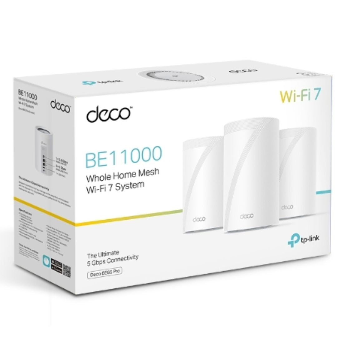 TP-Link Deco BE65 Pro(3-pack) BE11000 Whole Home Mesh WiFi 7 System, 688 Mbps at 2.4 GHz + 4320 Mbps at 5 GHz + 5760 Mbps at 6 GHz By TP-LINK - Buy Now - AU $1141.45 At The Tech Geeks Australia