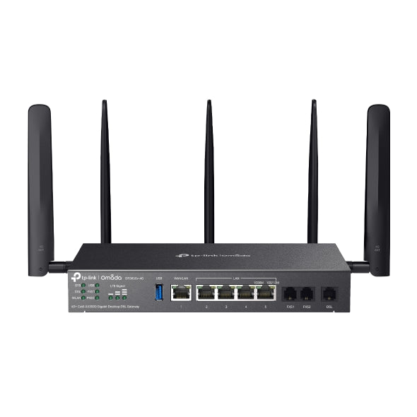TP-Link DR3650v-4G Omada 4G+ Cat6 AX3000 Wi-Fi 6 Gigabit Desktop DSL Gateway, 574Mbps@2.4GHz + 2402Mbps@5GHz(HE160), VDSL2 350 350/60, VoIP By TP-LINK - Buy Now - AU $541.59 At The Tech Geeks Australia