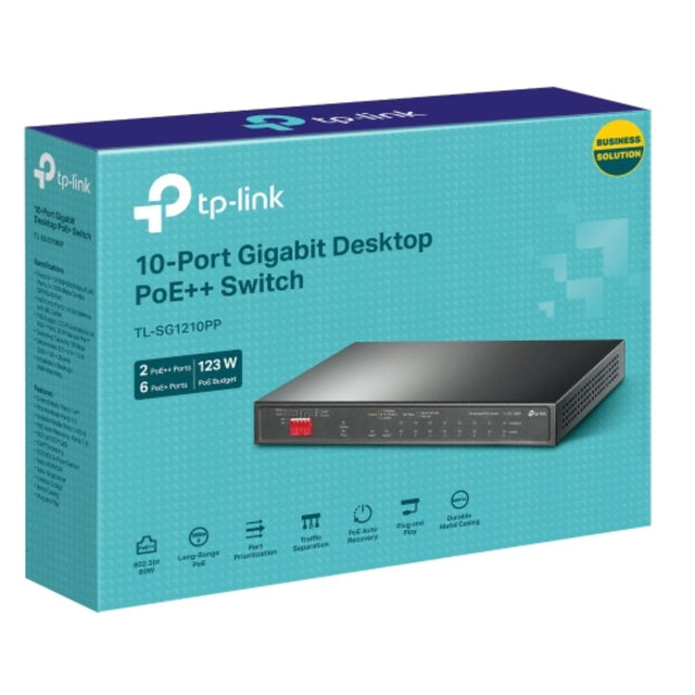 TP-Link TL-SG1210PP 10-Port Gigabit Desktop Switch with 6-Port PoE+ and 2-Port PoE++ , 9— 10/100/1000Mbps RJ45 Ports, 1— 1000Mbps Combo SFP/RJ45 Port By TP-LINK - Buy Now - AU $185.21 At The Tech Geeks Australia