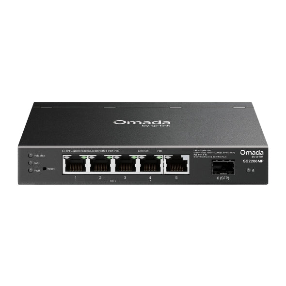 TP-Link SG2206MP Omada Access 6-Port Gigabit Switch with 4-Port PoE+ By TP-LINK - Buy Now - AU $148.01 At The Tech Geeks Australia