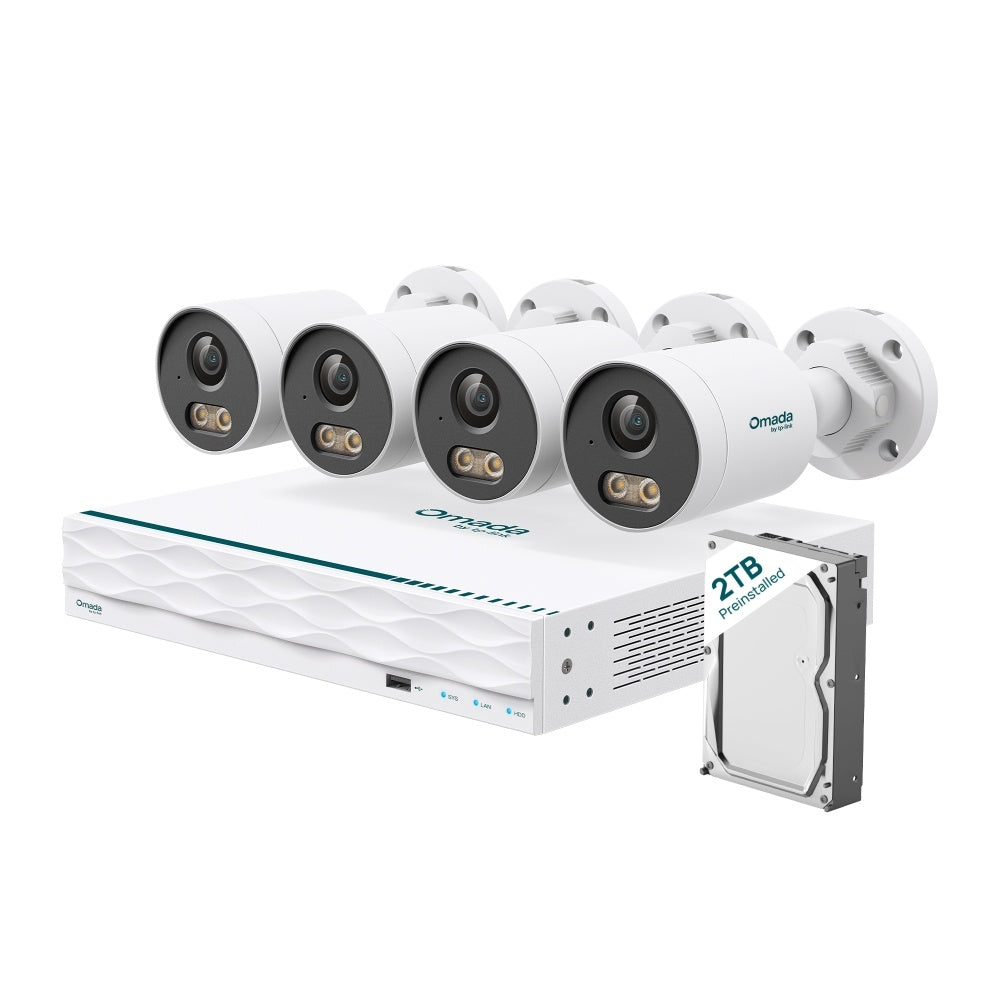 Omada B5S4-2T - TP-Link Omada 5MP Bullet PoE Security Camera System with 2TB HDD, 4 Cameras and 16-Channel NVR