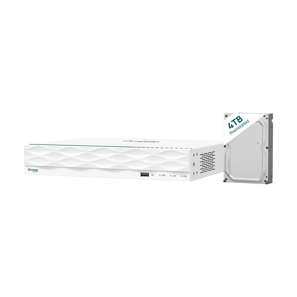 Omada T8S4-4T - TP-Link Omada 8MP Turret PoE Security Camera System with 4TB HDD, 4 Cameras and 16-Channel NVR
