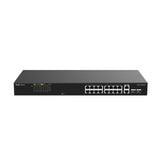 RG-ES118FGS-LP - Ruijie Reyee 16 Fast Ethernet + 2 Gigabit SFP Combo Unmanaged Switch with 16 Port PoE+ 120W PoE Budget