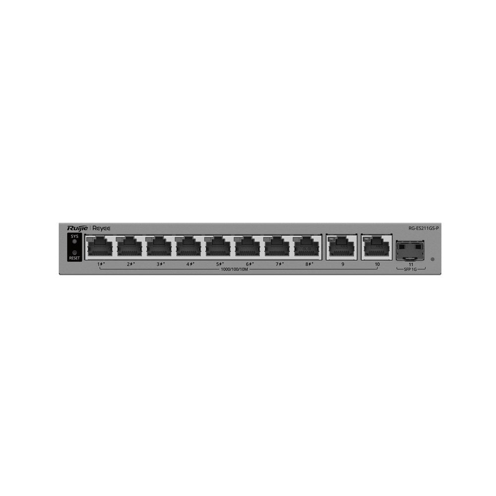 RG-ES211GS-P - Ruijie Reyee 10-Port Gigabit Cloud Managed PoE Switch with 1 x SFP Port, 120W