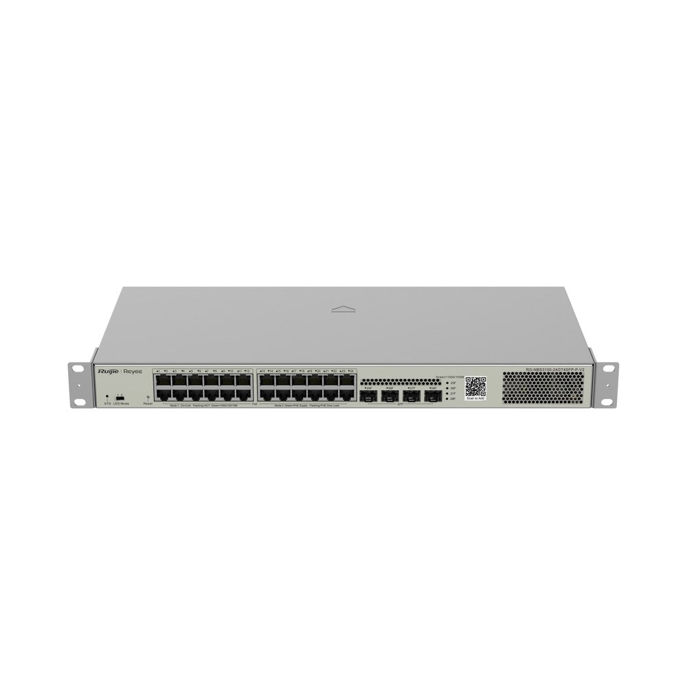 RG-NBS3100-24GT4SFP-P-V2 - Ruijie Reyee 24 Port Gigabit Layer 2 Managed PoE+ Switch, 24 x PoE+ (370W), 4 x SFP, 5 Year Warranty