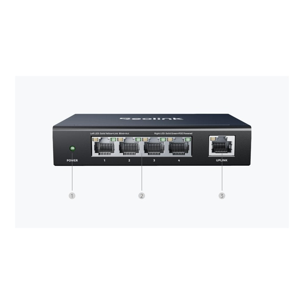 RLA-PS1E - Reolink 5-Port Unmanaged PoE Switch with 65W Power Budget