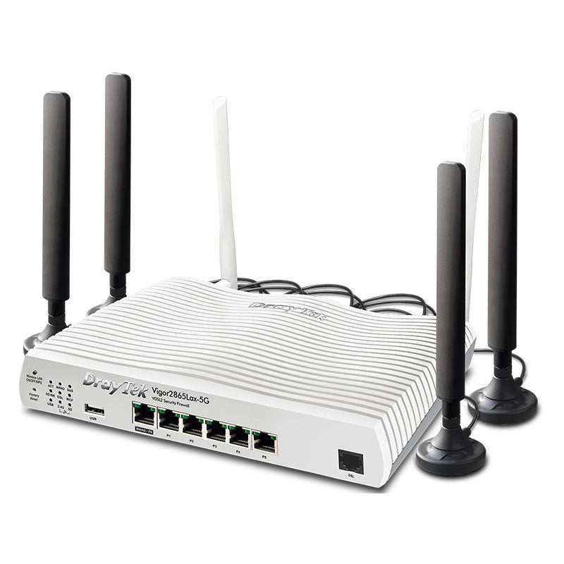 DV2865Lax-5G DrayTek Vigor2865Lax-5G Series 5G Embedded VDSL2 35b VPN Router with in-built WAN and Wi-Fi 6 support By DrayTek - Buy Now - AU $0 At The Tech Geeks Australia