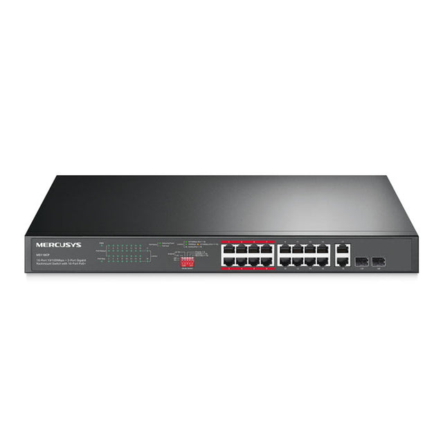 MS118CP MERCUSYS 16-Port 10/100Mbps + 2-Port Gigabit Rackmount Switch with 16-Port PoE+ By TP-LINK - Buy Now - AU $211.50 At The Tech Geeks Australia