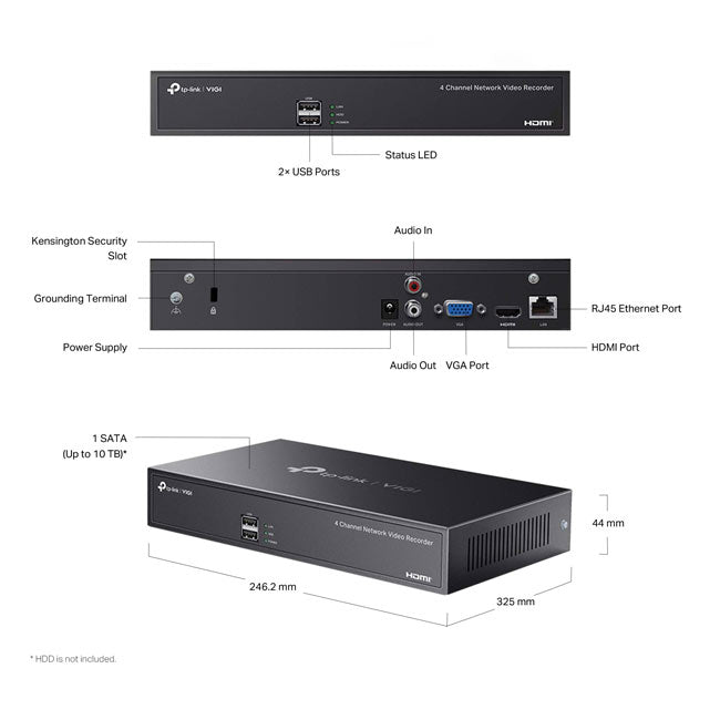 TP-Link VIGI NVR1004H VIGI 4 Channel Network Video Recorder (HDD Not Included) By TP-LINK - Buy Now - AU $83.39 At The Tech Geeks Australia