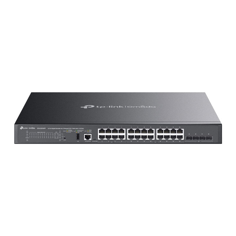 TP-Link SG5428XMPP Omada 24-Port Gigabit Stackable Lite L3 Managed PoE++ Switch with 4— 10G Slots (2)