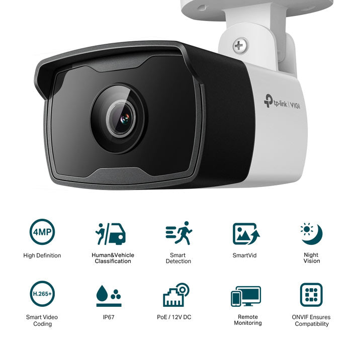 TP-Link VIGI 4MP C340I(6mm) Outdoor IR Bullet Network Camera,6mm Lens, Smart Detection, 3YW By TP-LINK - Buy Now - AU $58.10 At The Tech Geeks Australia
