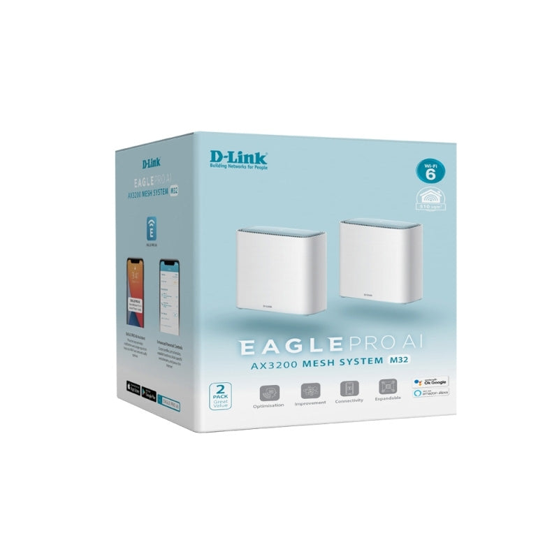 M32-2PK D-Link Eagle Pro AI AX3200 Mesh System (2-Pack) By D-Link - Buy Now - AU $420.46 At The Tech Geeks Australia