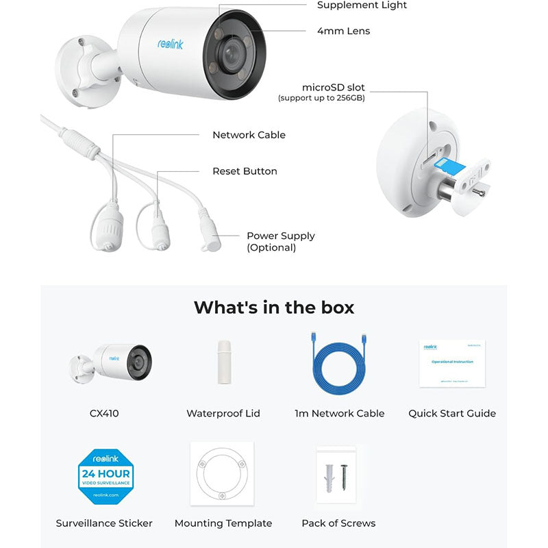 CX410 Reolink ColorX 2K 4MP PoE IP Camera - Australian Stock – The Tech ...