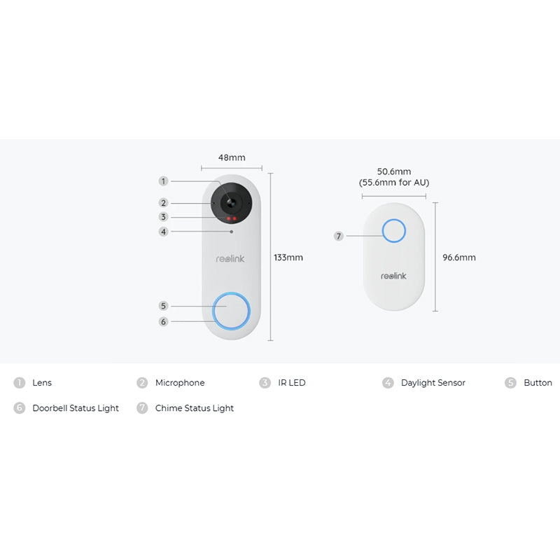 Video-Doorbell-WiFi Reolink Smart 2K+ Wired WiFi Video Doorbell with Chime (White) By Reolink - Buy Now - AU $122 At The Tech Geeks Australia