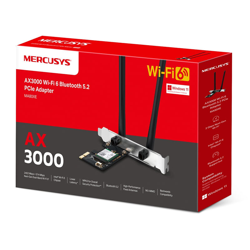 MA80XE TP-Link Mercusys AX3000 Wi-Fi 6 Bluetooth 5.2 PCIe Adapter By TP-LINK - Buy Now - AU $40.72 At The Tech Geeks Australia