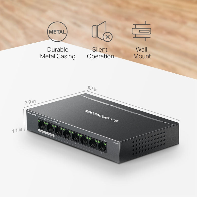 MS108GP Mercusys 8-Port Gigabit Desktop Switch with 7-Port PoE+ By The Tech Geeks Australia - Buy Now - AU $47.96 At The Tech Geeks Australia