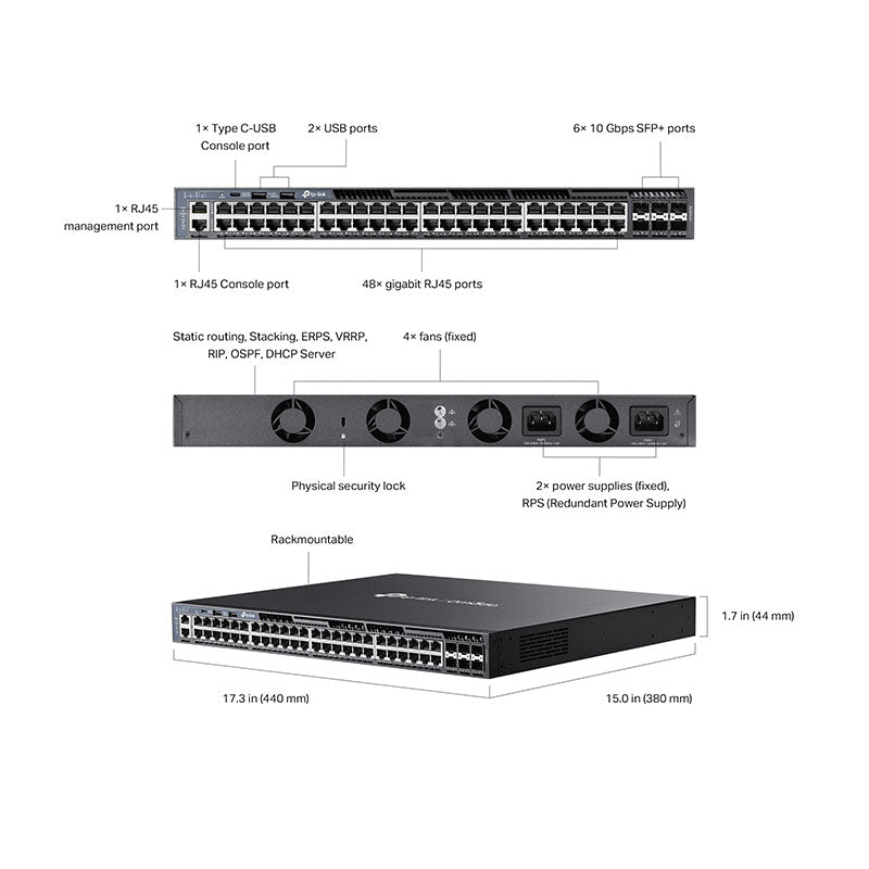 TL-SG6654X TP-Link Omada 48-Port Gigabit Stackable L3 Managed Switch with 6 10G Slots By TP-LINK - Buy Now - AU $866.91 At The Tech Geeks Australia