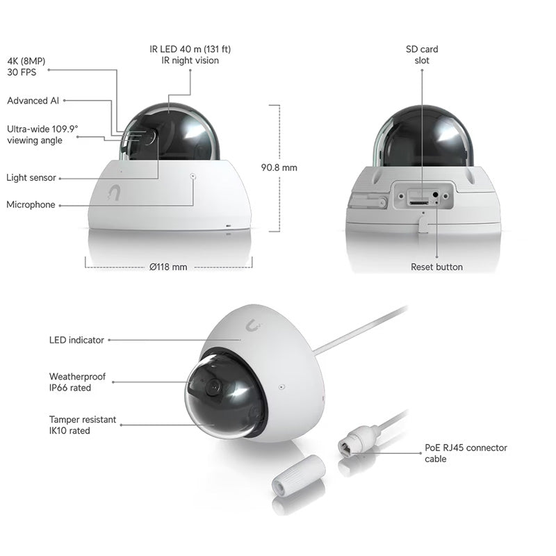 UVC-AI-Dome-W Ubiquiti UniFi Protect Camera G5 AI Dome By Ubiquiti - Buy Now - AU $1025 At The Tech Geeks Australia