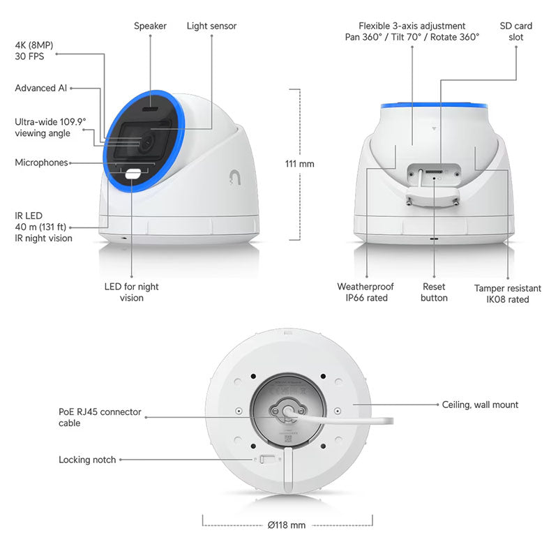 UVC-AI-Turret-W Ubiquiti UniFi Protect Camera G5 AI Turret By Ubiquiti - Buy Now - AU $1025 At The Tech Geeks Australia