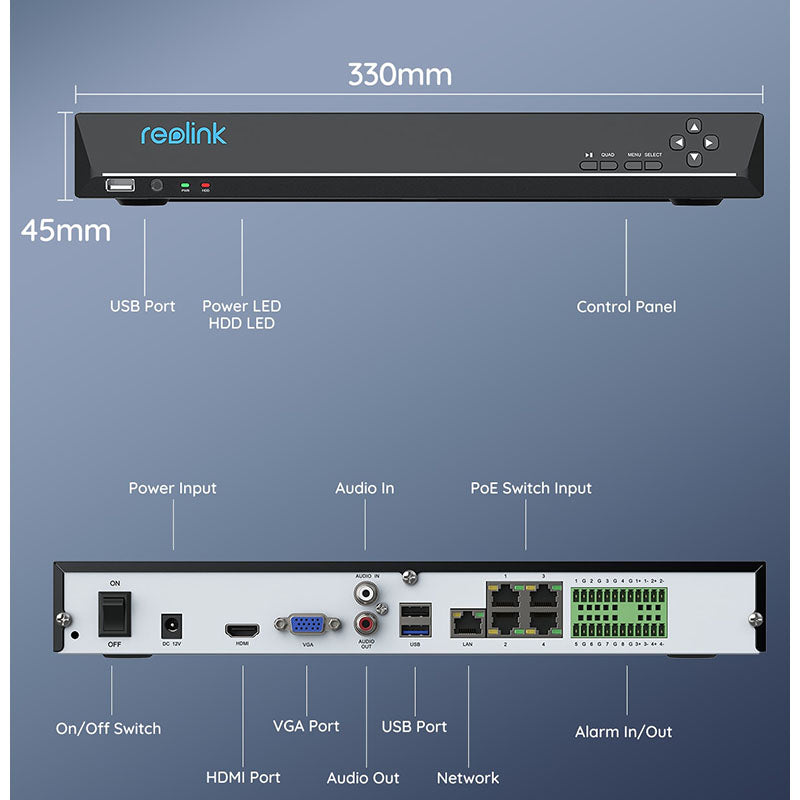 RLN36 Reolink 36-Channel NVR with upto 48TB Storage Capacity (No