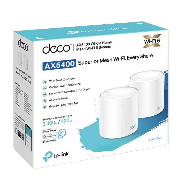DECO X60(2-PACK) TP-Link AX3000 Whole Home Mesh Wi-Fi 6 System (V3