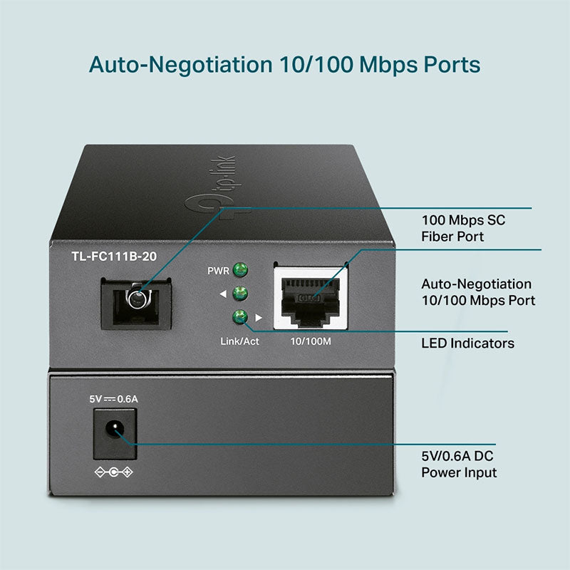 TL-FC111B-20 TP-Link 10/100 Mbps WDM Media Converter with 1-Port PoE By TP-LINK - Buy Now - AU $25.31 At The Tech Geeks Australia